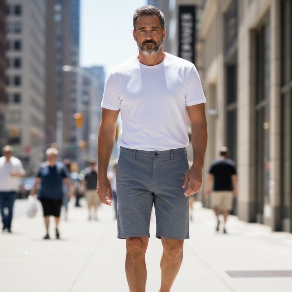 Dravus Mens Hybrid Shorts Heathered Blue Performance‎ Active Travel Size 34